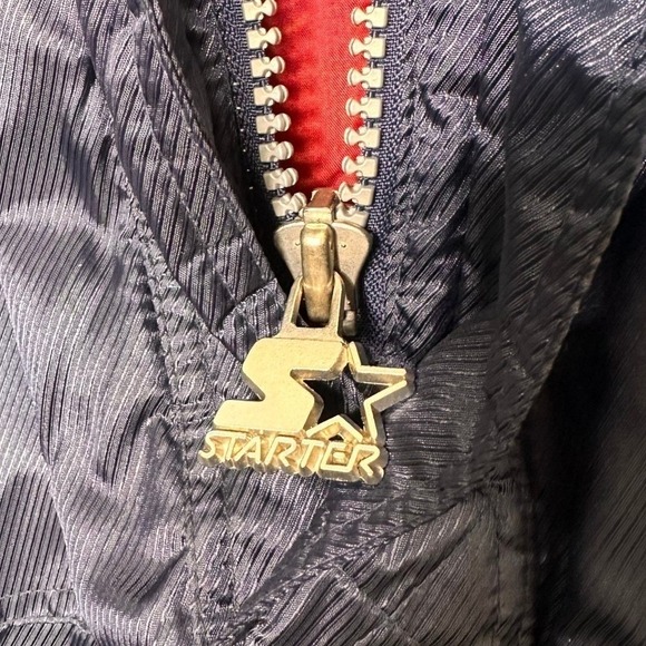 Vintage 1998 Starter Jacket Mens Large Grey Cup Hood Quarter Zip Pullover Chunky - Picture 5 of 11